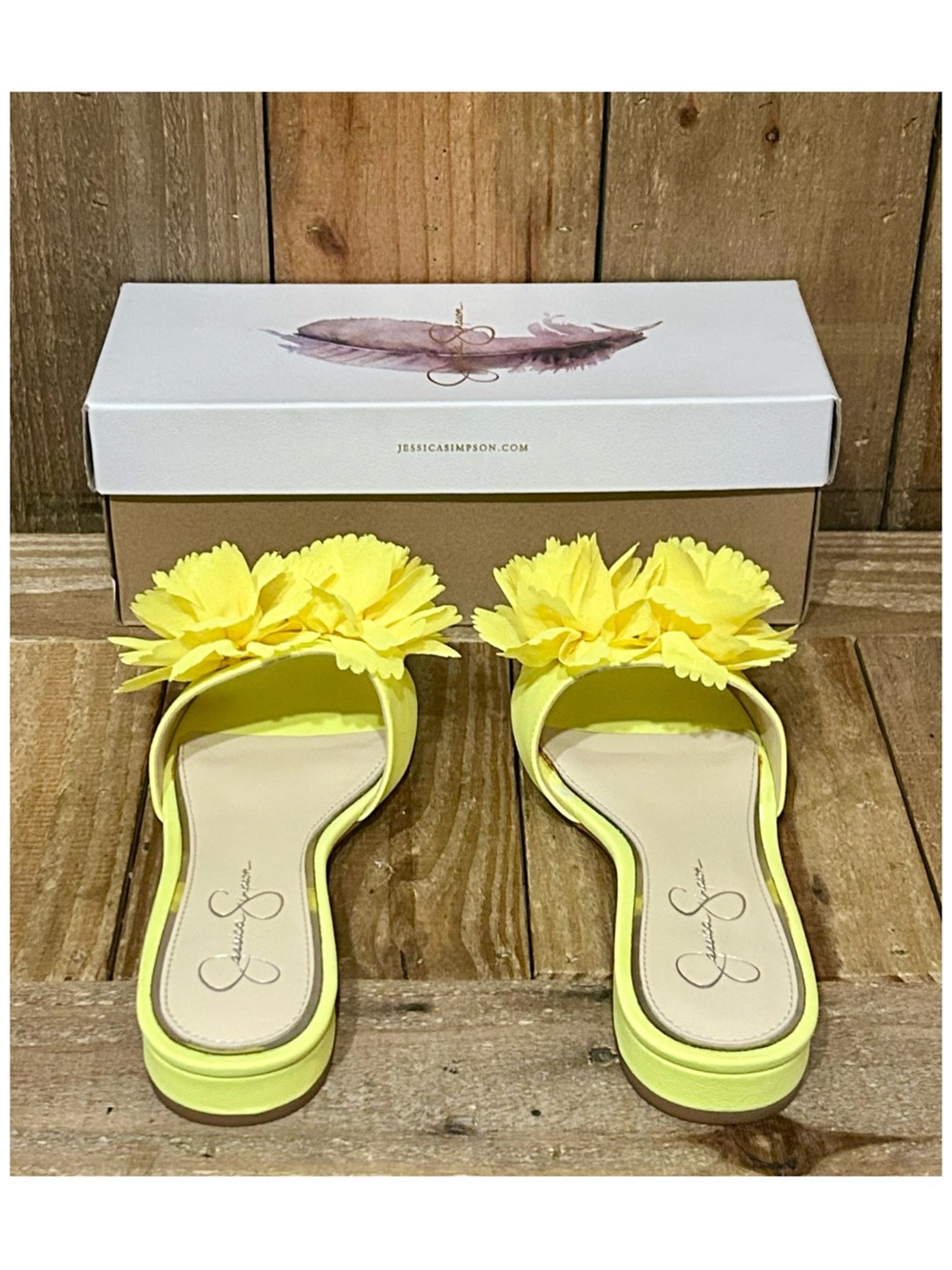 Jessica Simpson Leather Caralin Slide Sandals. - Picture 7 of 16